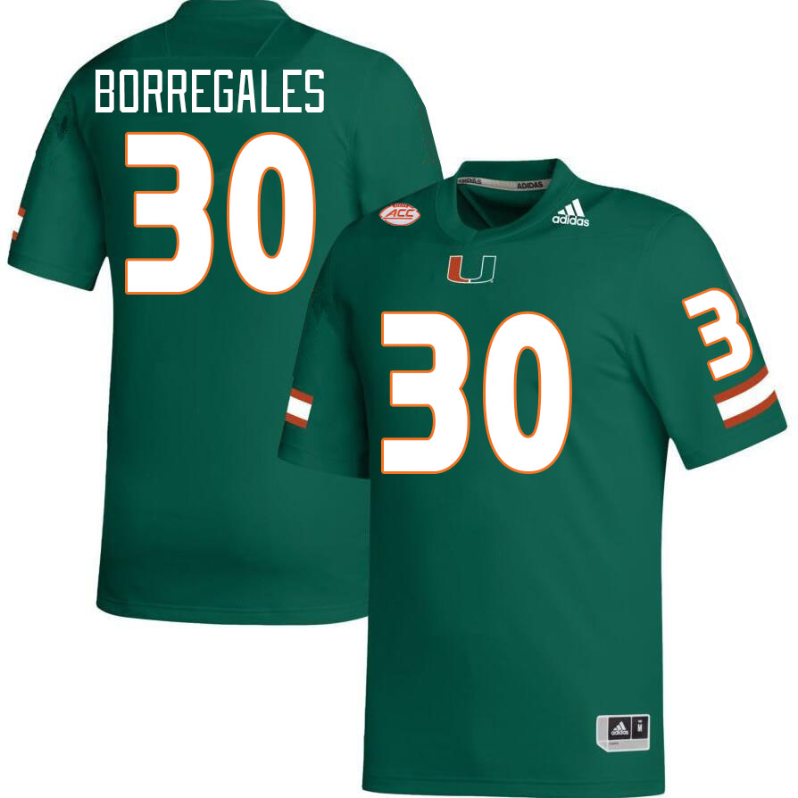 Men #30 Andres Borregales Miami Hurricanes College Football Jerseys Stitched-Green